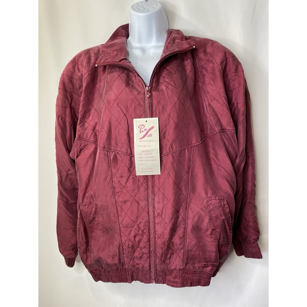 Vintage Rhoda Lynne NWT 100%‎ Silk Bomer Jacket Size Large Super Soft Jewel Tone